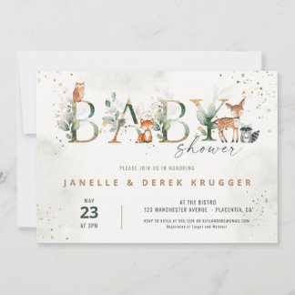 Woodland Baby Shower Greenery Invitation