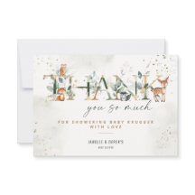 Woodland Baby Shower Greenery Thank You Note Card