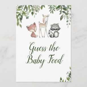 Woodland Baby Shower - Guess the Baby Food Game Invitation
