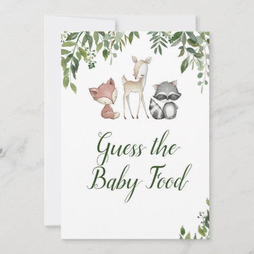 Woodland Baby Shower _ Guess the Baby Food Game Invitation