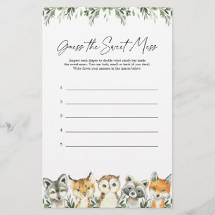 Woodland Baby Shower Guess The Sweet Mess Game