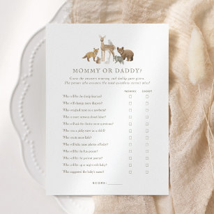 Woodland Baby Shower Guess Who Mommy or Daddy Game Invitation