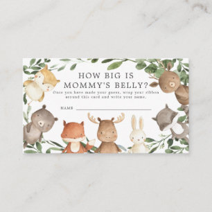 Woodland Baby Shower How Big is Mommy's Belly Card