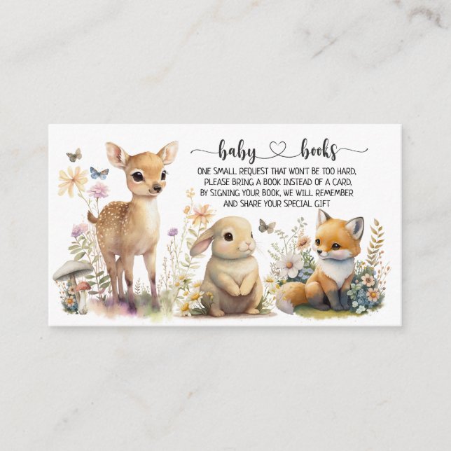 Woodland Baby Shower I Birthday Book request Enclosure Card (Front)