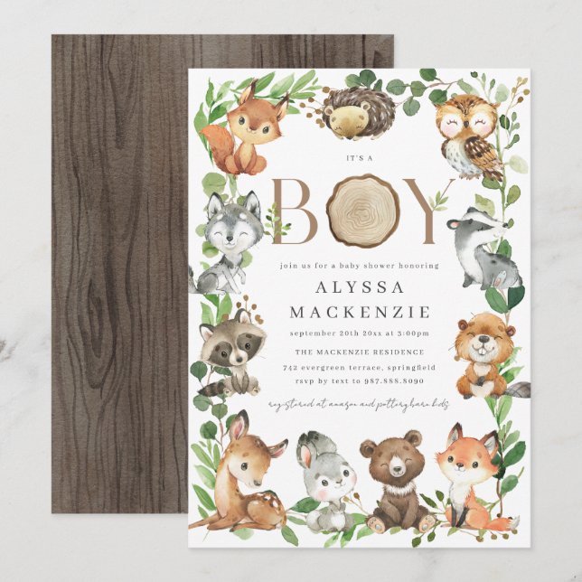 Woodland Baby Shower Invitation (Front/Back)