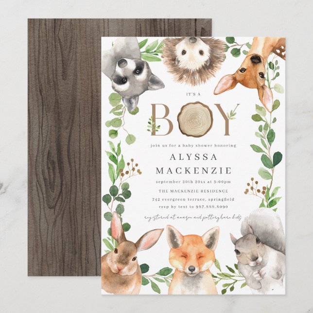 Woodland Baby Shower Invitation (Front/Back)