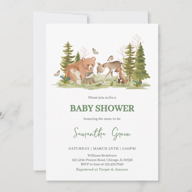 Woodland Baby Shower Invitation (Front)