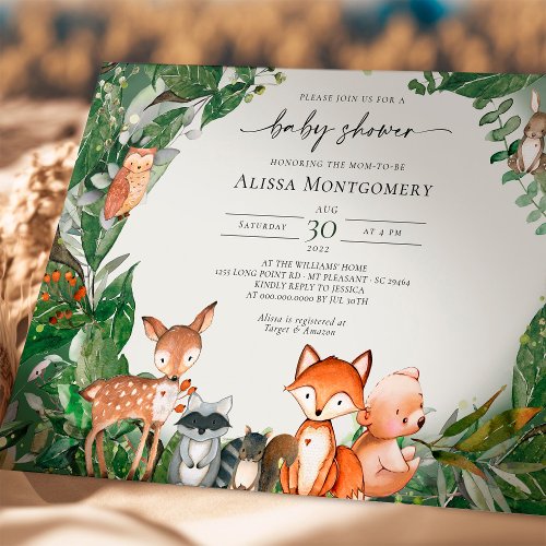 Woodland Baby Shower Invitation