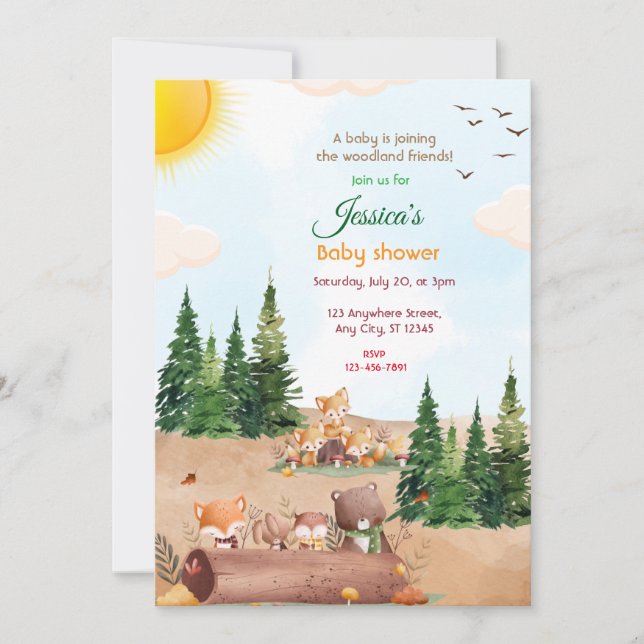 Woodland Baby Shower Invitation (Front)
