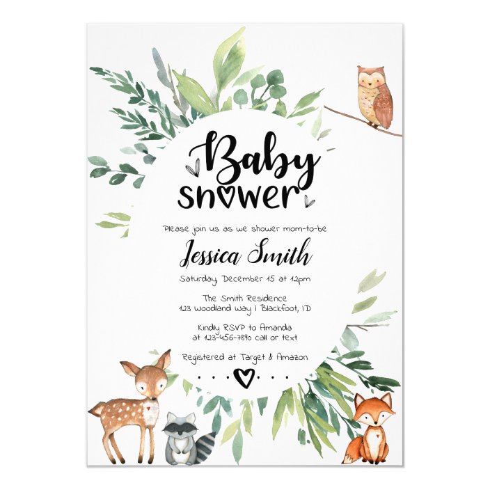 Woodland Baby Shower Invitation Animals 