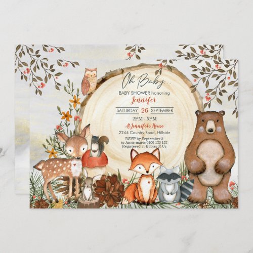 Woodland Baby Shower Invitation Baby Boy Woodland