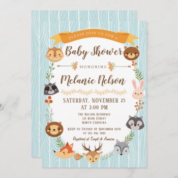 Woodland Baby Shower Invitation Deer Fox Animal by YourMainEvent at Zazzle
