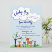 Woodland Baby Shower Invitation - Forest Animals (Standing Front)