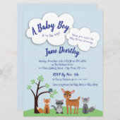 Woodland Baby Shower Invitation - Forest Animals (Front/Back)