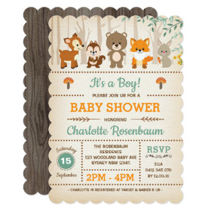 Baby Boy Shower Invitations Zazzle Woodland Baby Shower Invitation Forest Animals