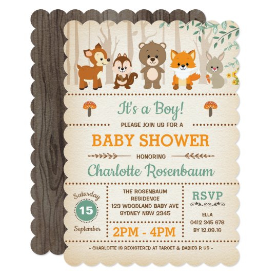 Woodland Baby Shower Invitation Forest Animals Zazzle Com