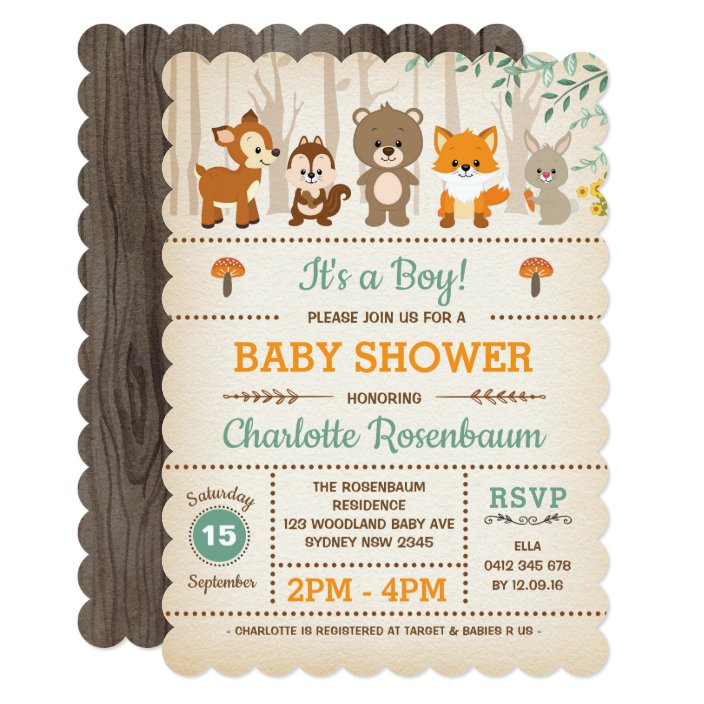 zazzle woodland baby shower