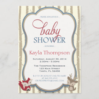 Woodland Baby Shower Invitation - Fox and Deer