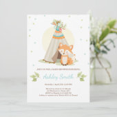 Woodland baby shower invitation Fox Teepee pow wow (Standing Front)