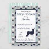 Woodland Baby Shower Invitation- Mint/navy/grey Invitation (Front/Back)