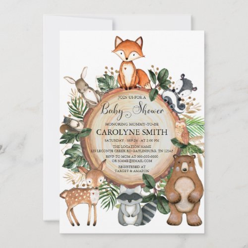 Woodland baby shower invitation template