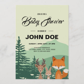 Woodland Baby Shower Invitation Template
