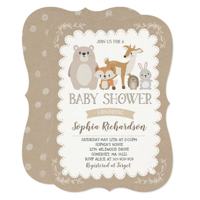 zazzle woodland baby shower