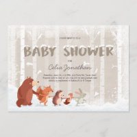 Woodland Baby Shower invitation Winter Snowflakes