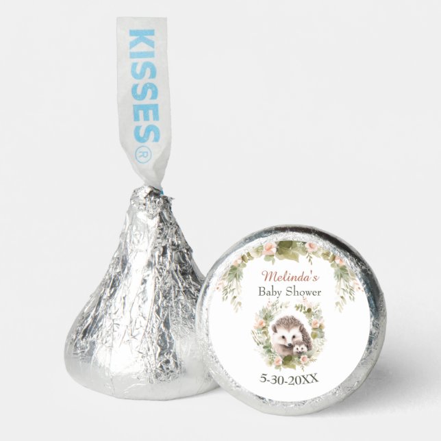 Woodland Baby Shower Invitation with Cute Hedgehog Hershey®'s Kisses® (Front)