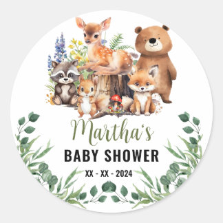 Woodland Baby Shower Invitation | Woodland animals Classic Round Sticker