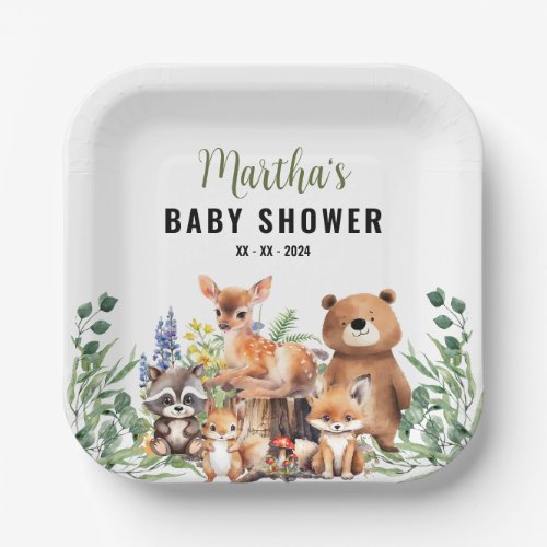 Woodland Baby Shower Invitation  Woodland animals Paper Plates