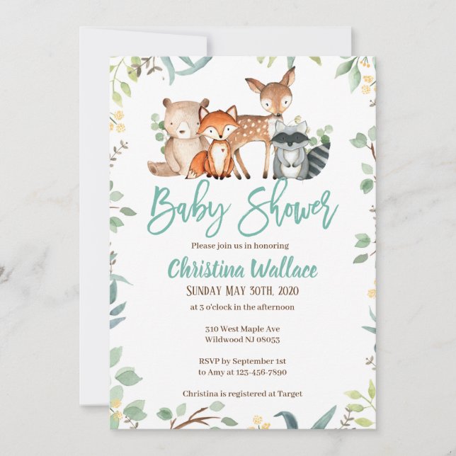 Woodland Baby Shower Invitations (Front)
