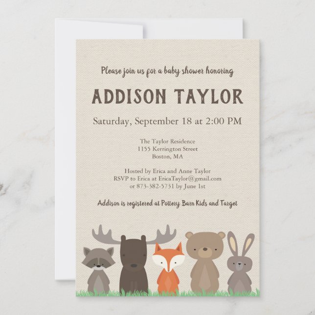 Woodland Baby Shower Invitations (Front)
