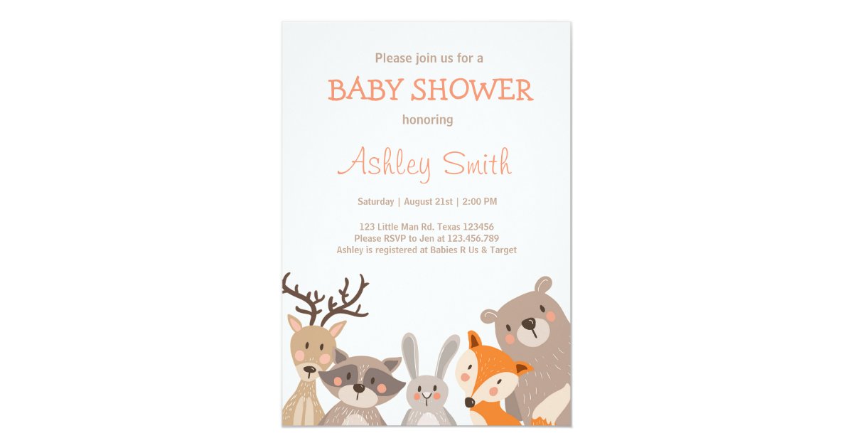woodland baby shower invite animals forest  zazzle