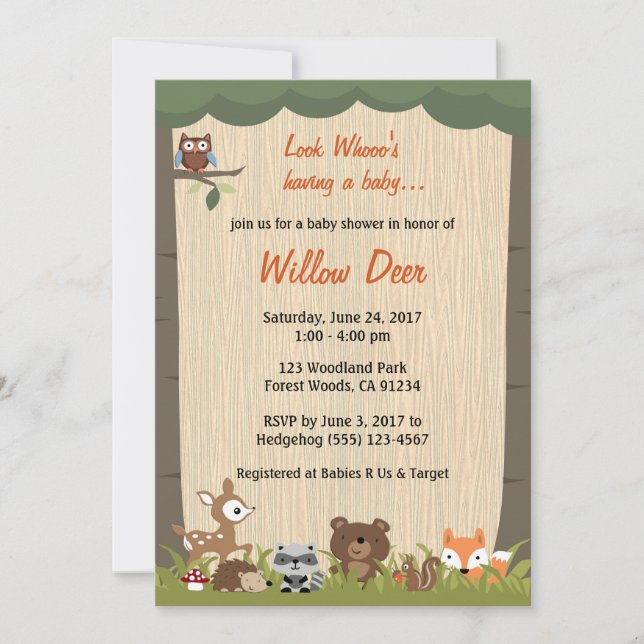 Woodland Baby Shower Invite *boy/girl/surprise* (Front)