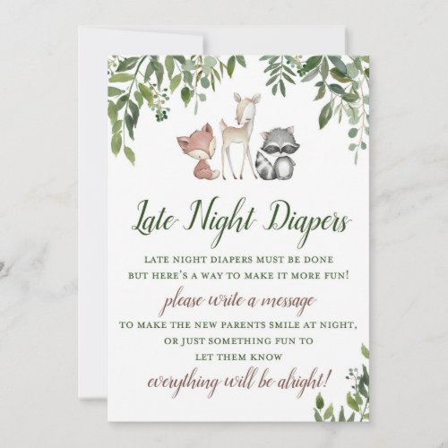 Woodland Baby Shower _ Late Night Diapers Game Invitation