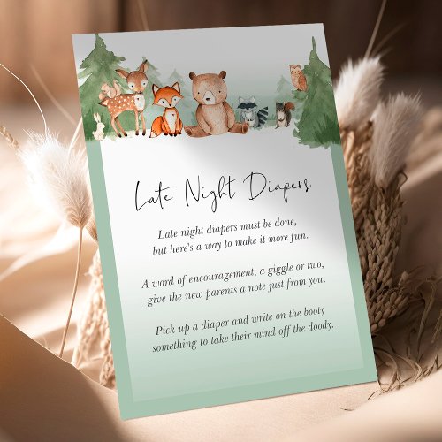 Woodland Baby Shower Mini Sign Late Night Diapers