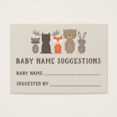 Woodland Baby Shower Name Suggestion Cards (Front)
