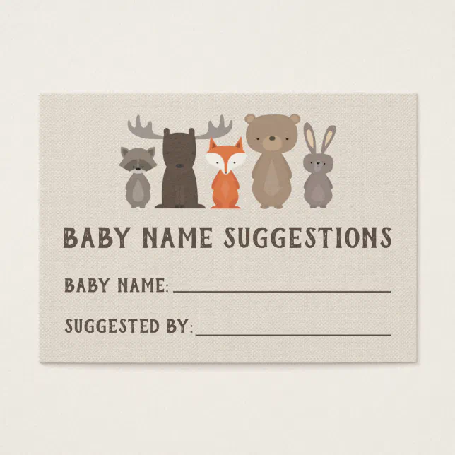 Woodland Baby Shower Name Suggestion Cards Zazzle