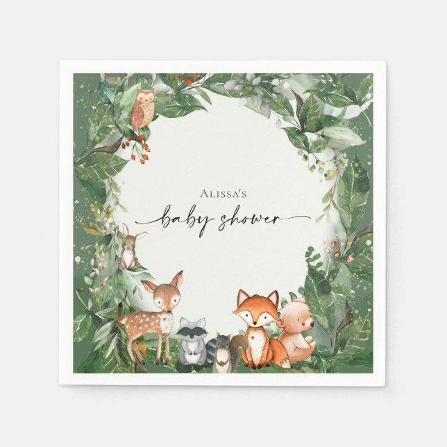 Woodland Baby Shower Napkins (Front)