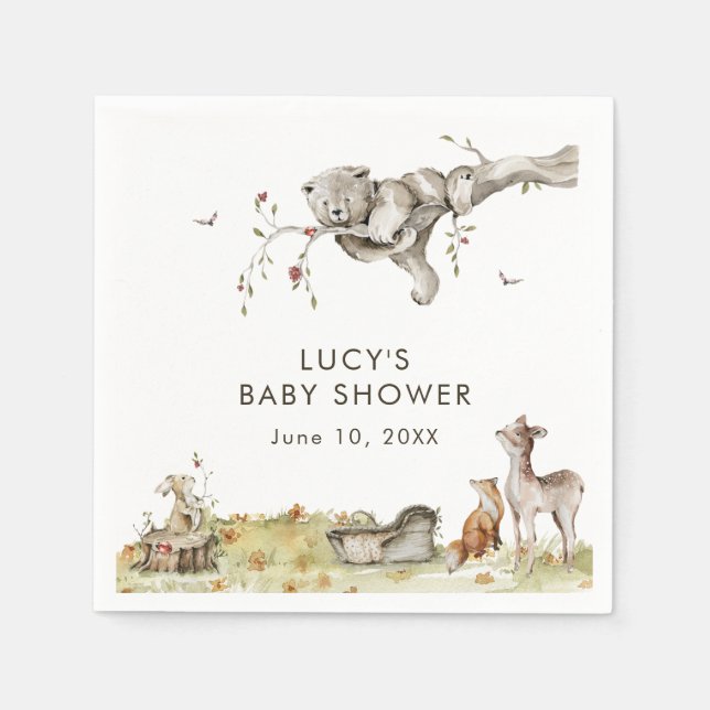 Woodland Baby Shower Napkins (Front)