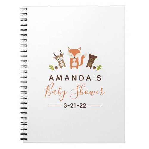 Woodland Baby Shower Notebook