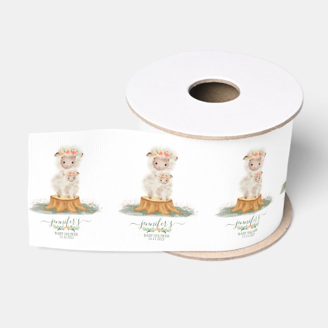 Woodland baby shower packages Sheep Grosgrain Ribbon (Spool)