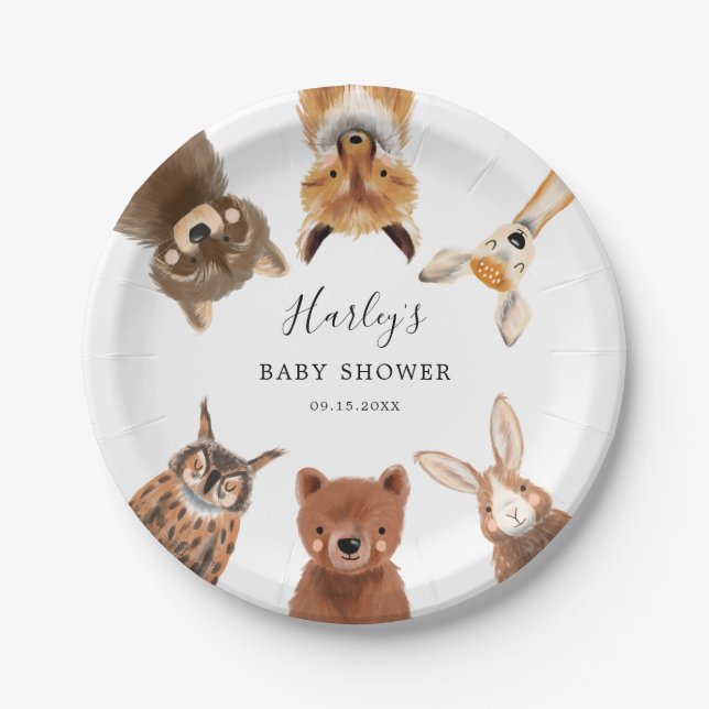 Woodland Baby Shower  Paper Plates (Front)