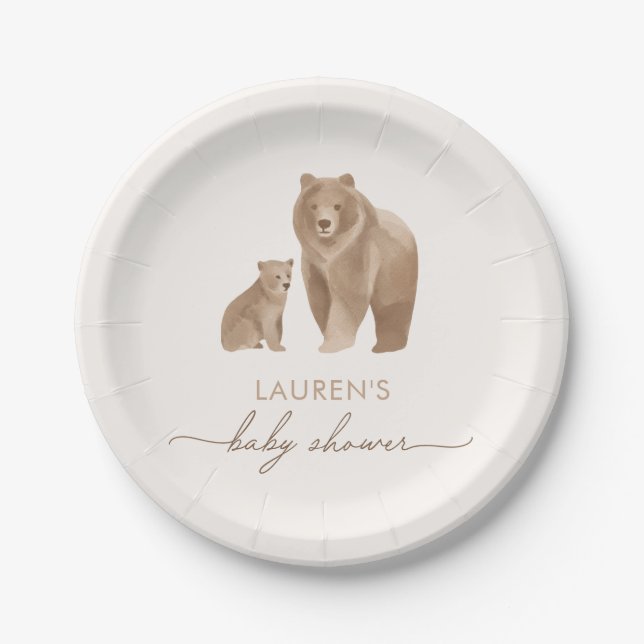 Woodland Baby Shower Paper Plates (Front)