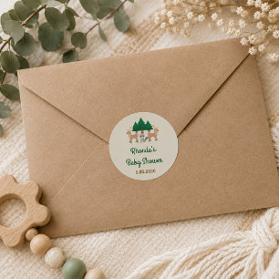 Woodland Baby Shower  Round Paper Coaster