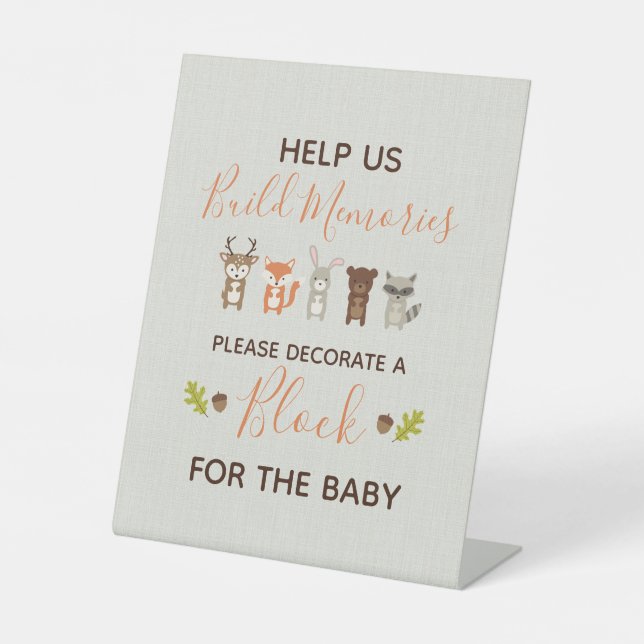 Woodland Baby Shower Sign - Decorate a Block (Front)