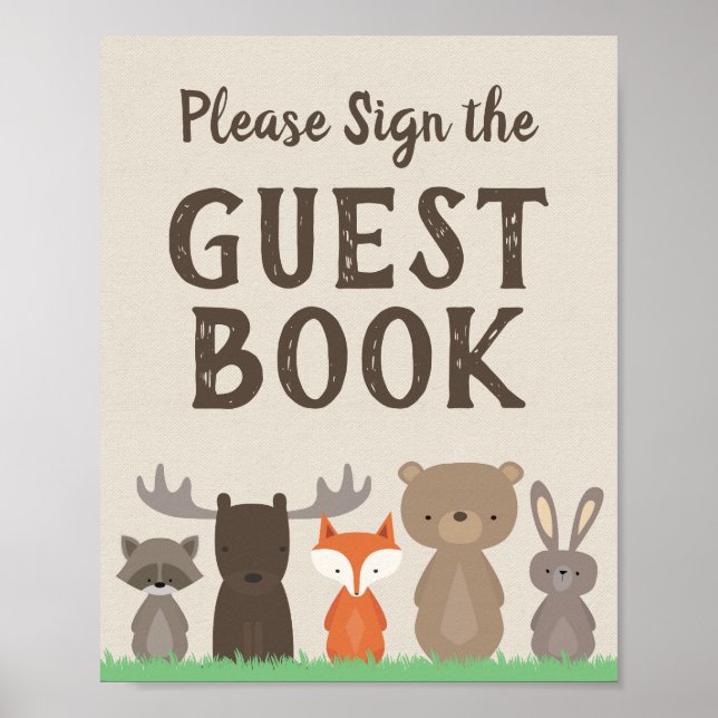 Woodland Baby Shower Sign the Guest Book Sign (Front)