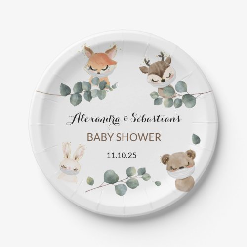 Woodland Baby Shower Social Distance Paper Plates