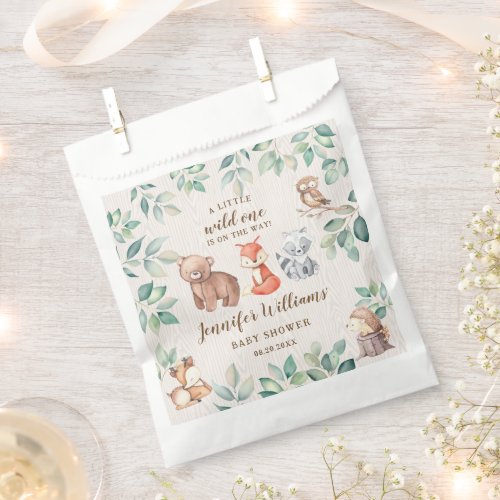Woodland baby shower thank you candy favor bag